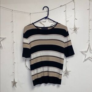 Striped Short Sleeve Knit Top